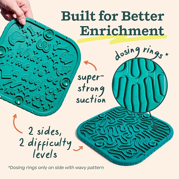 WOOF FlipMat Easy-to-Clean Lick Mat for Dogs + LickWells Pumpkin Butter - Dog Lick Mat Spread and Meal Topper for the FlipMat and LickMat