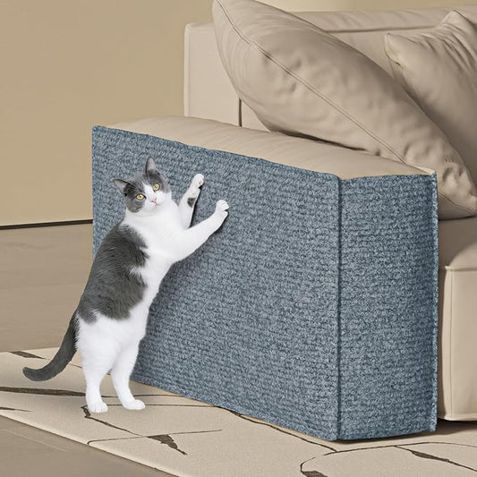 ICOOP Cat Scratch Furniture Protector Sofa Protector for Cats Light Grey Couch Cat Scratch Protector Self-Adhesive DIY Trimmable Wall Mounted Cats Scratcher for for Leather Couch Corner 15.8"×47.2"