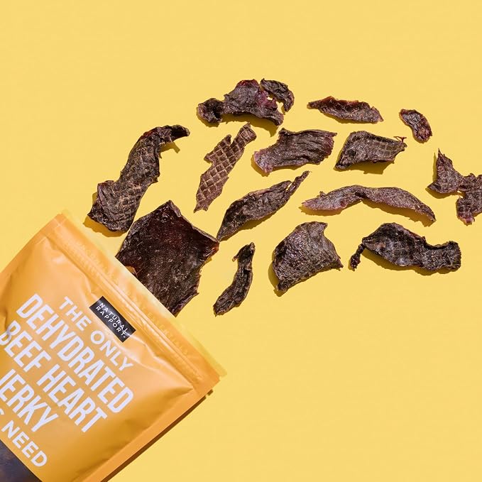 Natural Rapport Beef Heart Jerky Dog Treats - Single Ingredient, High Protein Dehydrated Treats for Training & Rewards (4 oz) (15+ Treats)
