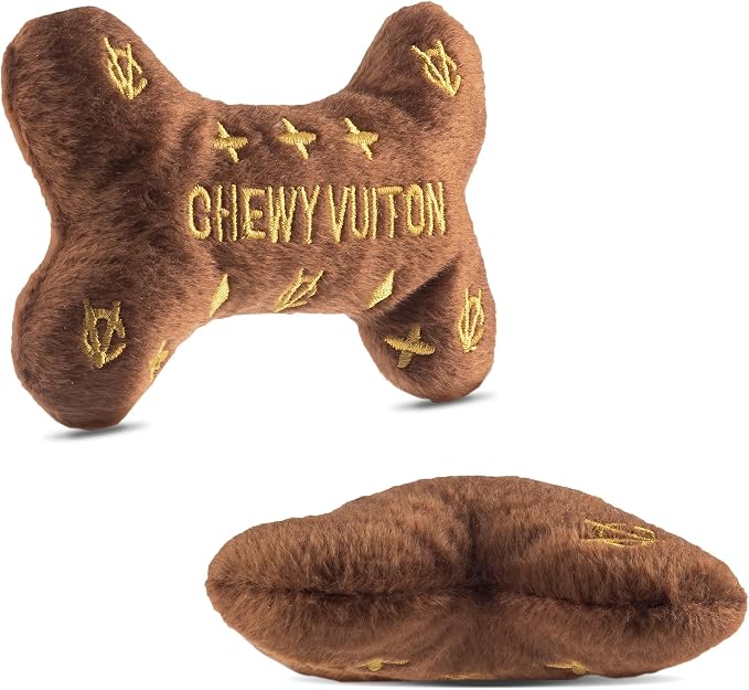 Dog Diggin Designs Chewnel Collection – Set of 2 Unique, Squeaky, Parody Plush Toys that Includes a Chewnel Bone and a Chewnel Ball