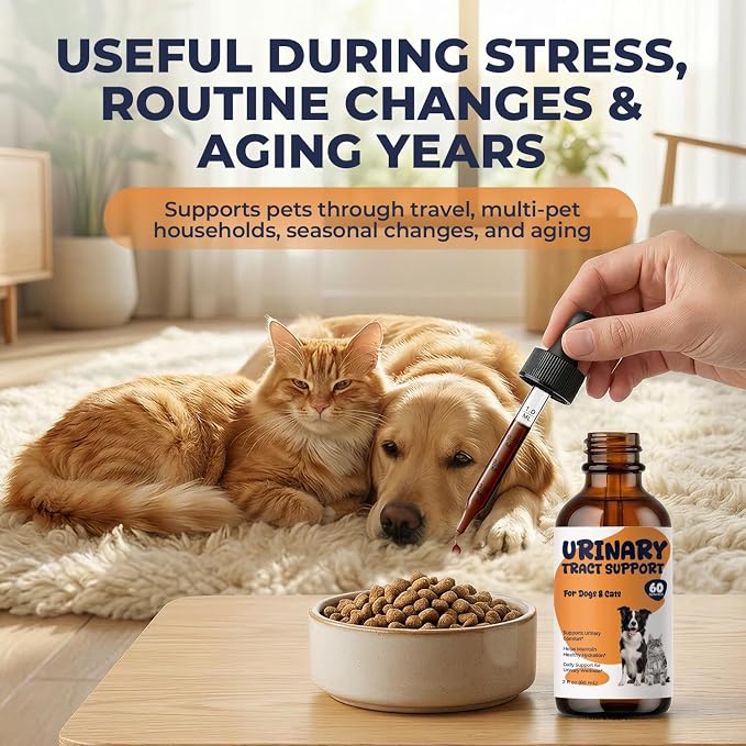 Cat Urinary Support Drops, Bladder & Urinary Tract Comfort Formula for Cats & Dogs, Helps Maintain Normal Urination, Litter Box Habits & Hydration, Herbal Liquid, 2 fl oz