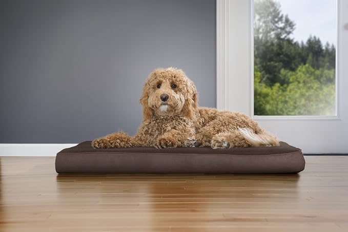 Furhaven Orthopedic Dog Bed for Large/Medium Dogs w/ Removable Washable Cover, For Dogs Up to 55 lbs - Terry & Suede Mattress - Espresso, Large