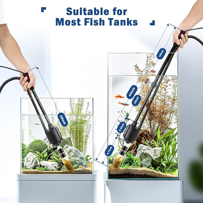 AQQA Electric Aquarium Vacuum Gravel Cleaner, 6 in 1 Automatic Fish Tank Vacuum Cleaning Tools Kit Water Changer, Multifunction Wash Sand Filter Water Circulation 20W 320GPH 110V