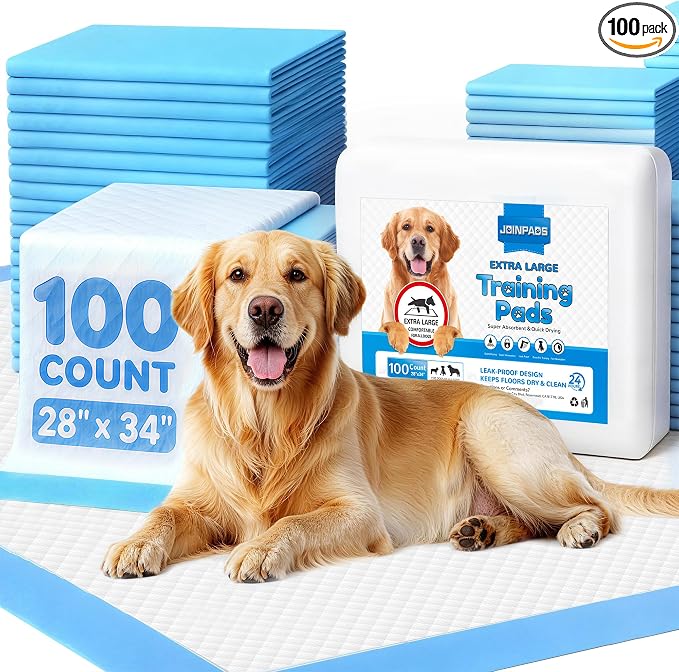 100 Pack Puppy Pads Extra Large 28"x34", Super Absorbent Pee Pads for Dogs, Leak-Proof & Quick-Dry, Disposable Wee Wee Pads for Dogs