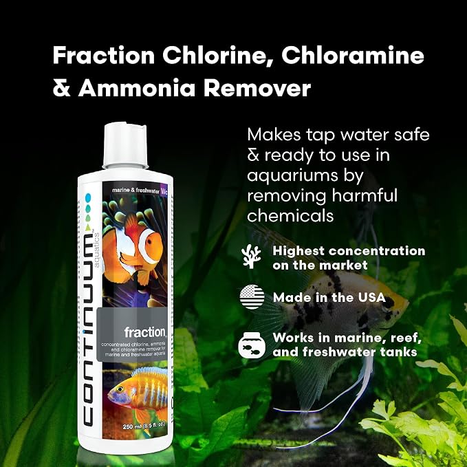 Continuum Aquatics Fraction Water Conditioner for Freshwater & Marine Aquariums – Removes Ammonia, Chlorine & Chloramines – Supports Aquarium Balance – Advanced Water Treatment, 2L