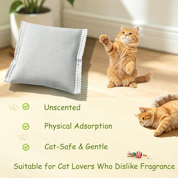 NewKe 6 Pack Activated Carbon Cat Litter Box Deodorizer for PARUUNTYS and for Cumrige Automatic Litter Box, Unscented, Long-Lasting Deodorant Refills for Automatic Cat Litter Box