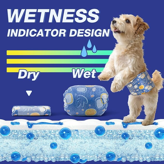 Pet Soft Male Dog Diapers - Disposable Male Dog Wraps with Wetness Indicator, Puppy Diapers for Pets Excitable Urination or Incontinence, 50pcs Small
