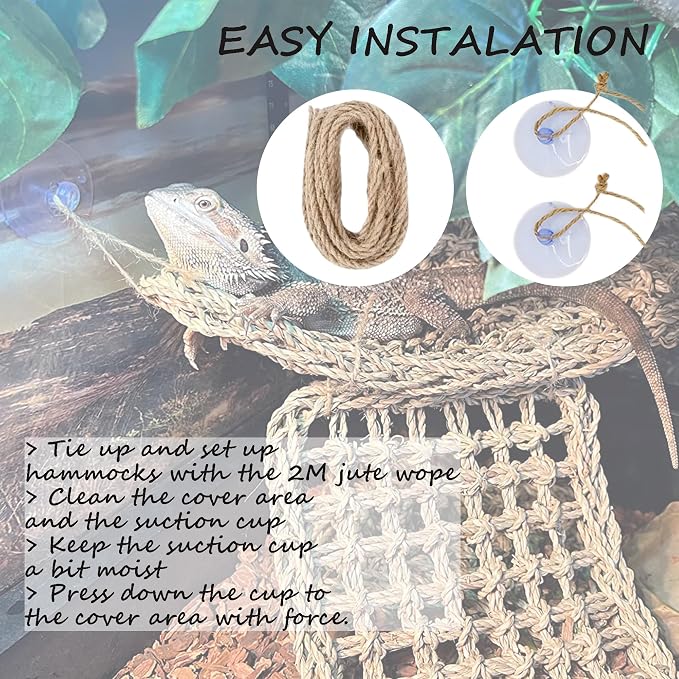 Bearded Dragon Hammock Reptile Lounger for Chameleon, Lizards, Geckos, Snakes, Lguana Reptiles, Tortoises Reptile & Amphibian Habitat Décor