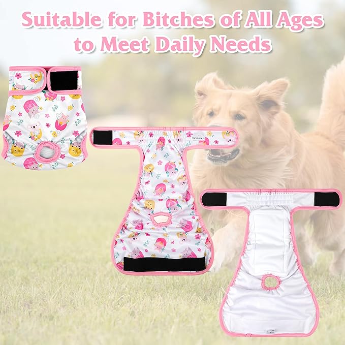 5 Pack Reusable Diapers for Doggie, Highly Absorbent Dog Diapers Female for Pet with Incontinence or Frequent Urination, Small Dog Diapers Female, Cute Koala Pattern