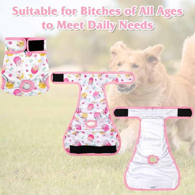 5 Pack Reusable Diapers for Doggie, Highly Absorbent Dog Diapers Female for Pet with Incontinence or Frequent Urination, Large Dog Diapers Female, Cute Koala Pattern