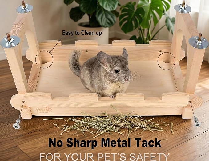 YKD Chinchilla Wood Suspension Bridge, Hanging Large Small Animal Wooden Bridge Platform, Small Animals Habitat Toy for Chinchillas Sugar Gliders Rats Squirrel