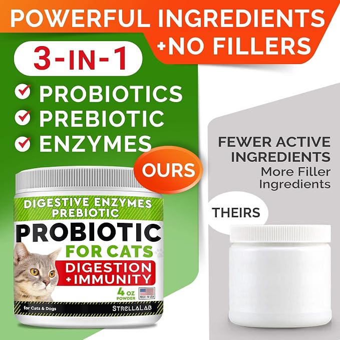 Glucosamine Treats + Probiotics Powder for Cats and Dogs Bundle - Joint Supplement w/Omega-3 Fish Oil + Relieves Diarrhea, Upset Stomach - Chondroitin, MSM + Digestive Enzymes, Prebiotics - Made in US