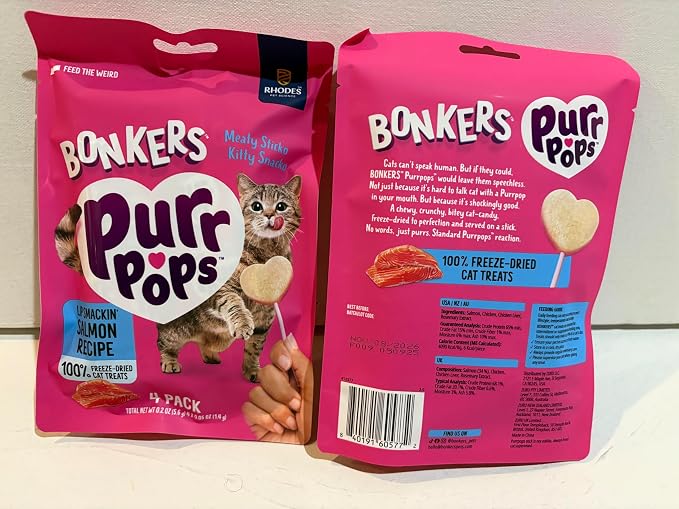 Bonkers Purr Pops Variety Pouch Bundle, 4-Count Each Flavor: Tip Top Tuna, Crazy for Catnip, Chicy Licks, and Lip Smackin' Salmon Combined with 4 Colorful Spring Toys