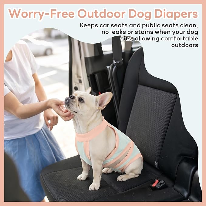 PUMYPOREITY French Bulldog Dog Diaper – Tailored for Short Back & Thick Waist, Reusable Machine Washable Dog Pants for Heat, Marking & Incontinence (Male & Female)