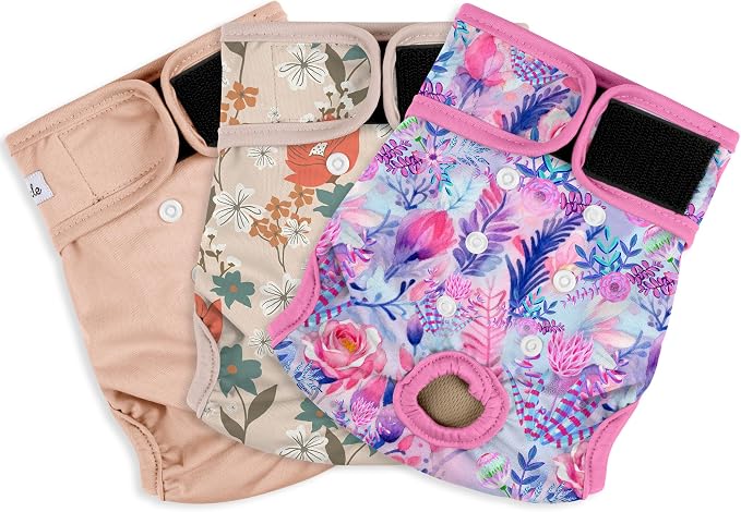 Washable Reusable Female Dog Period Diapers for Heat Doggie Puppy Diapers for Female Dogs, S