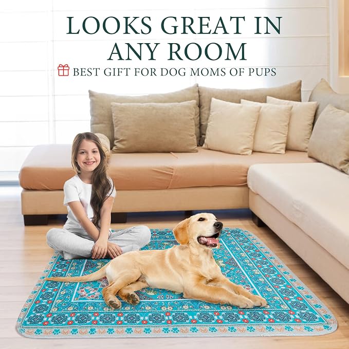 Homimp Washable Pee Pads for Dogs, Extra Large Reusable Puppy Pads Waterproof, Absorbent and Leakproof Dog Pee Pads, Non Slip Puppy Training Pads, Pet Mat for Floor,Crate,Couch,Whelping, Blue,72"x72"