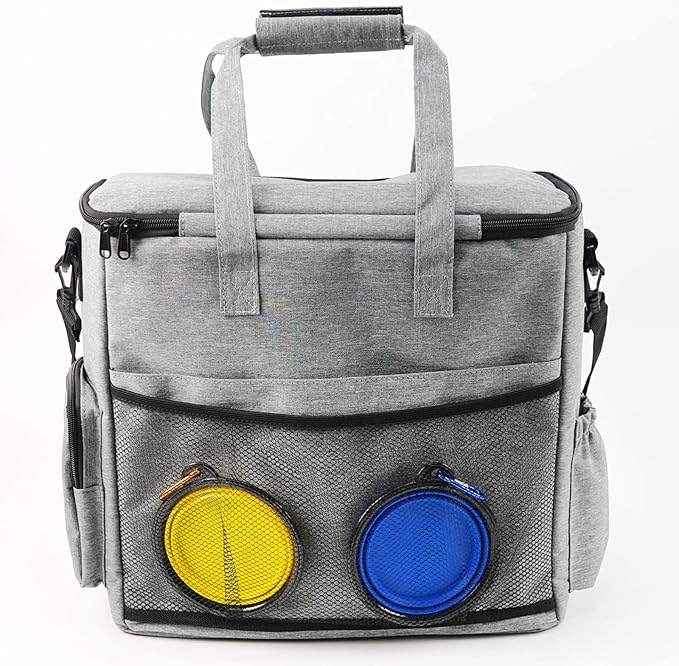 Dog Travel Bag,Multi-Function Pockets Airline Approved Tote Organizer,Food Container Bag and Collapsible Bowl