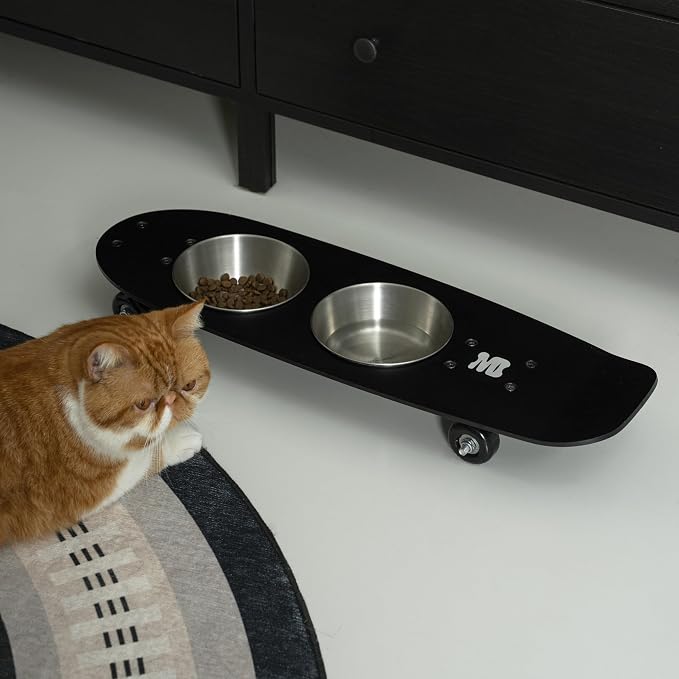 Dog Bowls Water and Food Cat Bowl Stainless Steel Bowl Pet Feeder Bowls for Medium Dogs and Cats Puppies, Black