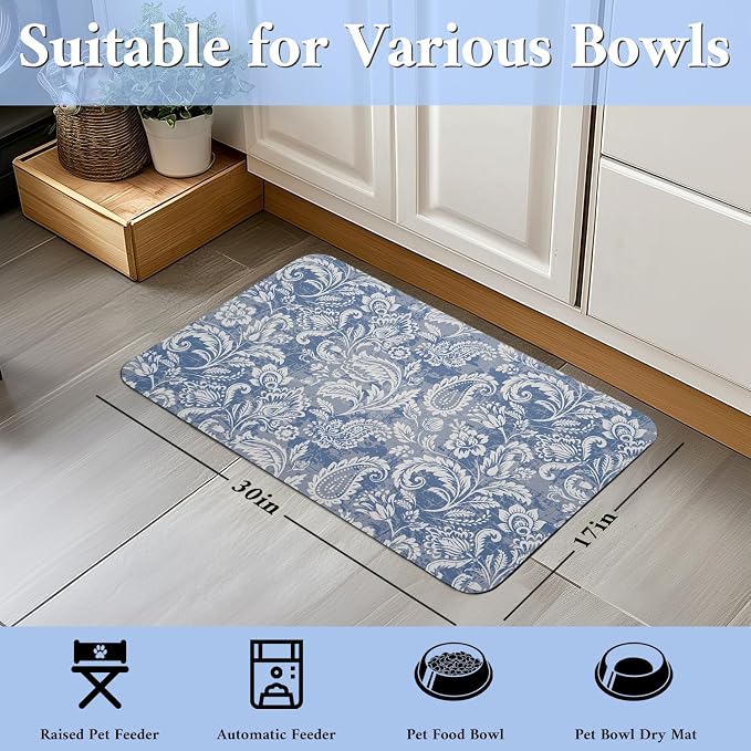 Dog Food Mat for Floors Waterproof Pet Placemat Cat Feeding Bowls Mats for Food and Water, Eco-Friendly Dog Accessories Diatomite Pets Supplies 17" X 30"