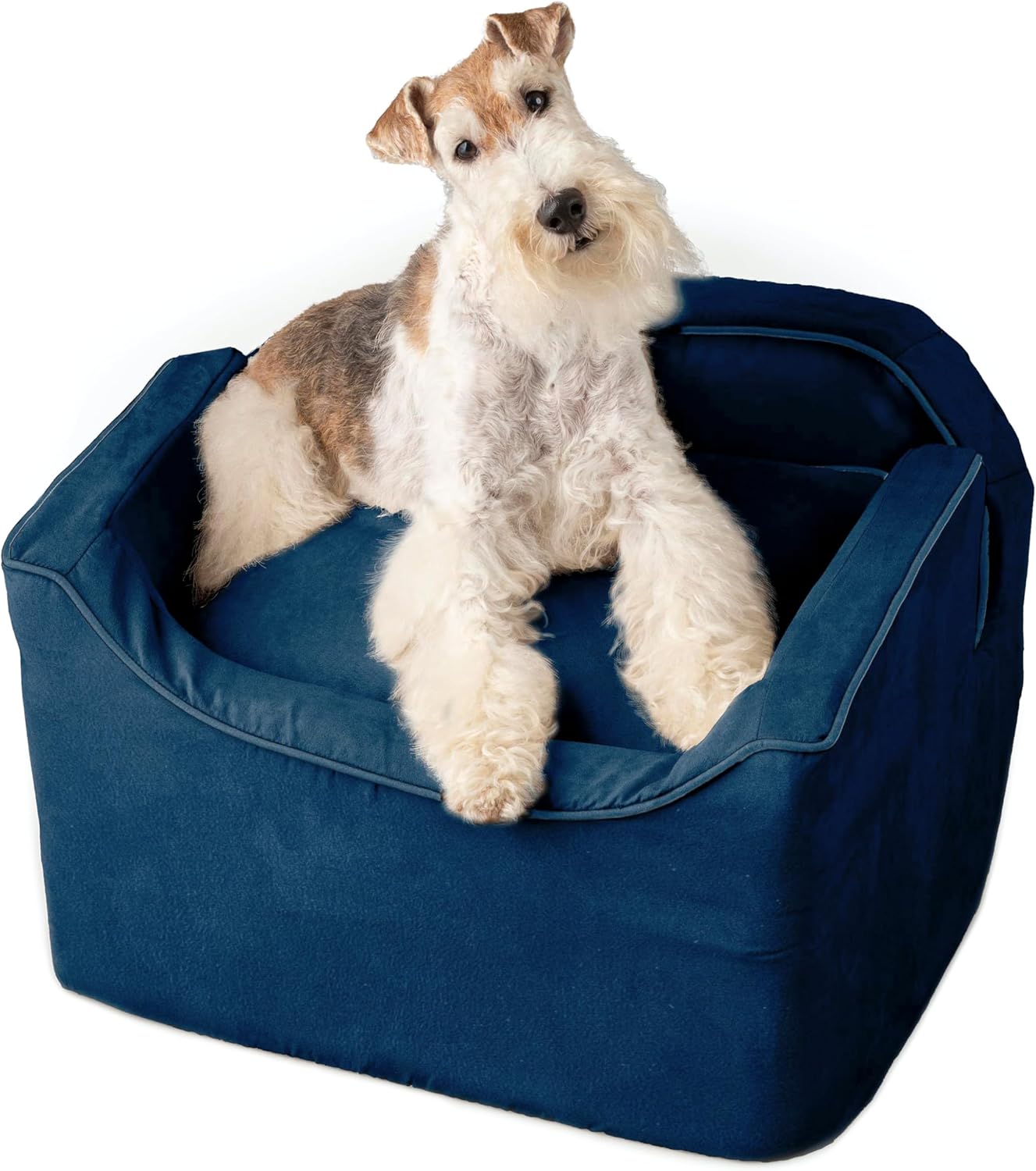 Snoozer Lookout I Car Seat - Dog Car Seats for Small Dogs, Puppy Booster Bed for Small & Medium Sized Pets Up to 25 Lbs, Elevated, Washable - Medium, Sapphire