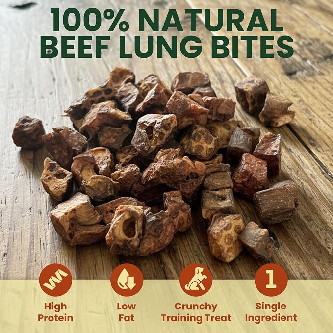 2.5 Lb Beef Lung Training Treats for Dogs – Single Ingredient Crunchy Bites, High Protein Cubes, Low Fat Natural Dog Treats, Perfect Reward Snacks for All Dogs