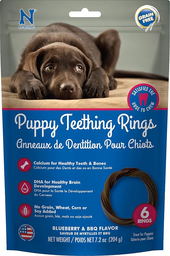 N-Bone Puppy Teething Rings Pumpkin and Blueberry & BBQ Flavors (6 Count)