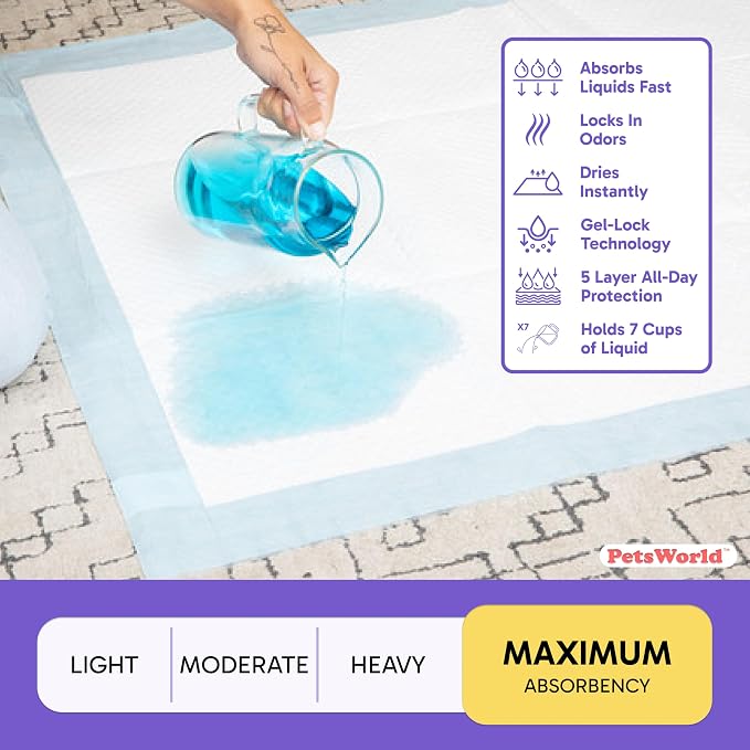 PetsWorld Enormous Dog Pee Pads 37"x54" 1200 Count – XXXL Pet Pee Pads for Giant Dogs & Pets, Heavy Duty Leak-Proof Dog Training Pads, Super Absorbent Quick-Dry Potty Pads with Adhesive Tabs