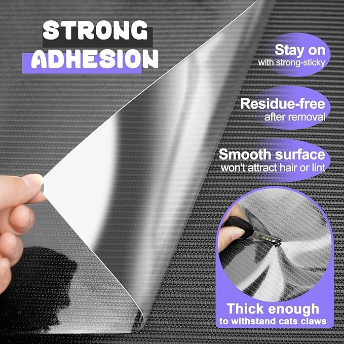 Thicken Cat Scratch Furniture Protector, 165"x15" Couch Protector from Cat Claws, Single-Sided Sticky Furniture Protectors From Cats Scratching, Extended Size Protects More Furniture+50 Fixing