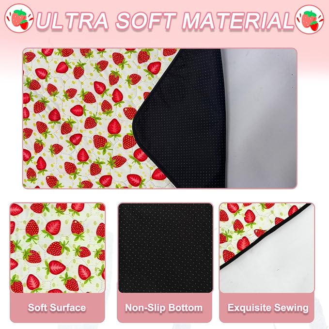 2 Pack Guinea Pig Cage Liners, 36"x 36" Washable Waterproof Bedding for Rabbit, Bunny, Hamster & Small Animals, Reusable Super Absorbent Pee Pads for C&C Cage, Strawberry Print