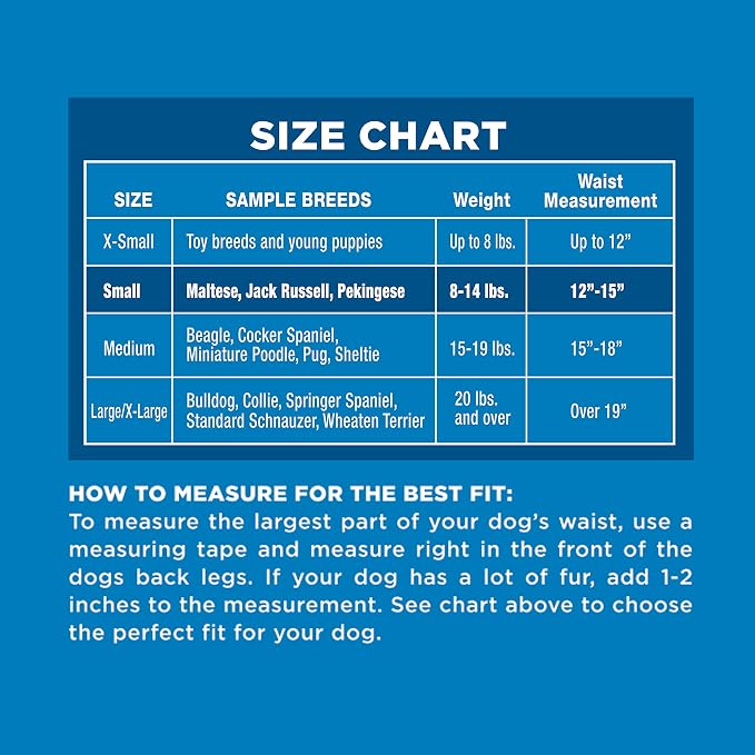 Four Paws Wee-Wee Super Absorbent Disposable Adjustable Dog Potty Training Diapers, Leak-Proof Protection for Dogs, Size Small, 12" - 15" Waist, 12 Count