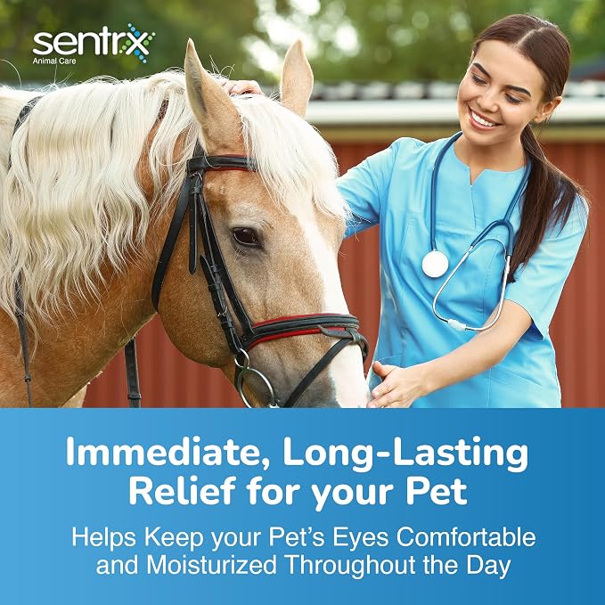 Sentrx - Eye Lube Pro Eye Drops for Dogs, Cats, and Horses, Hydrating Gel Eye Drops with Hyaluronic Acid and Carbomer Lubrication, for Dryness, Itching, and Irritation, 20g, 3 Pack