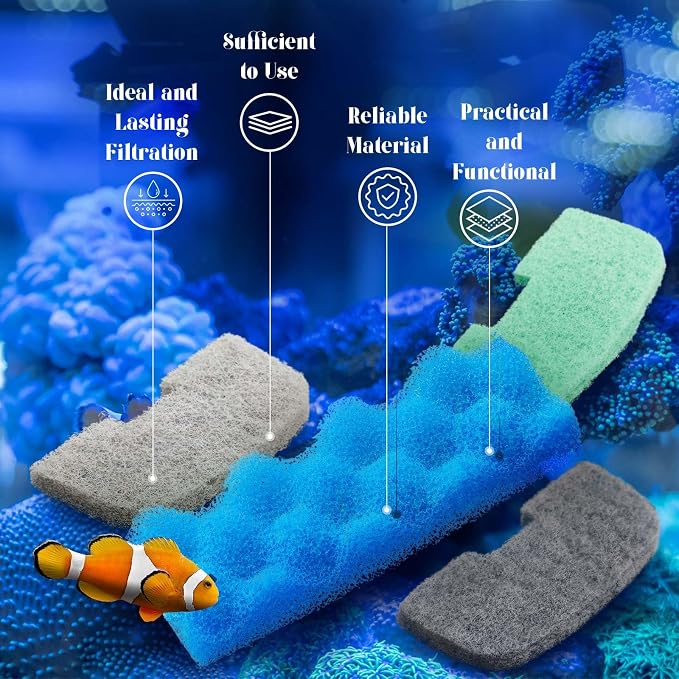 Threlaco 40 Pcs Replacement Filter Media Kit Compatible with Fluval 206/207, Aquarium Filters Set Including 4 Biological Foams, 36 Ammonia/Phosphate/Nitrite Remover