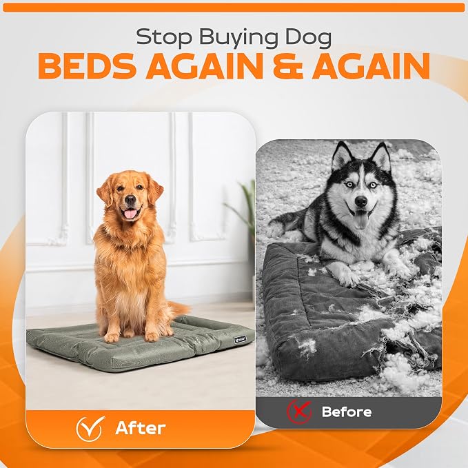 Dog Crate Mat – Chew Resistant Dog Bed for Crate, Soft Yet Durable Crate Pad Chew Proof, Machine Washable Dog Bed for Chewers, Multiple Sizes (Small)