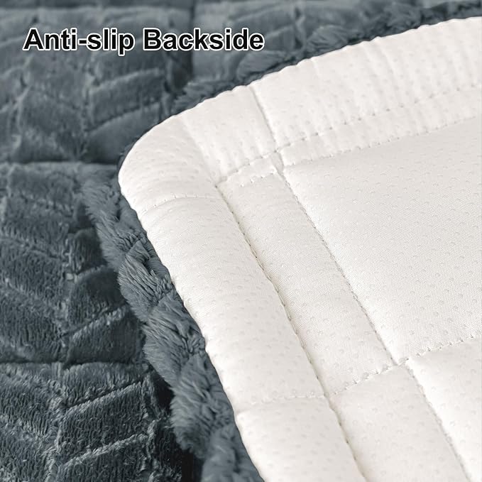 Smiry Couch Cover for Dogs, Non Slip Fuzzy Pet Sofa Covers Washable for 2 Cushion Couch, Soft Thick Furniture Protector for Cats Dogs, Against Fur, Dirt, Scratch Resistant (Dark Grey, 27.6"x47")