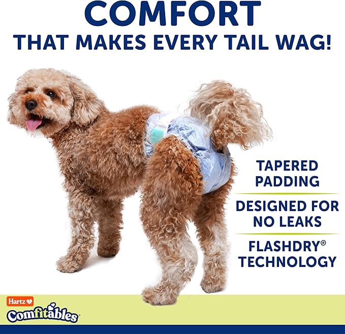Hartz Comfitables Disposable Dog Diapers, Size XL 5 count, Comfortable & Secure Fit, Easy to Put On, Super Absorbent Male and Female Diaper