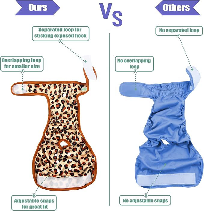 wegreeco Washable Reusable Premium Female Dog Diapers, Medium Large Small Dog Doggie Puppy & Doggy Diapers Female,Period Panties in Heat (Cheetah Print, Medium)