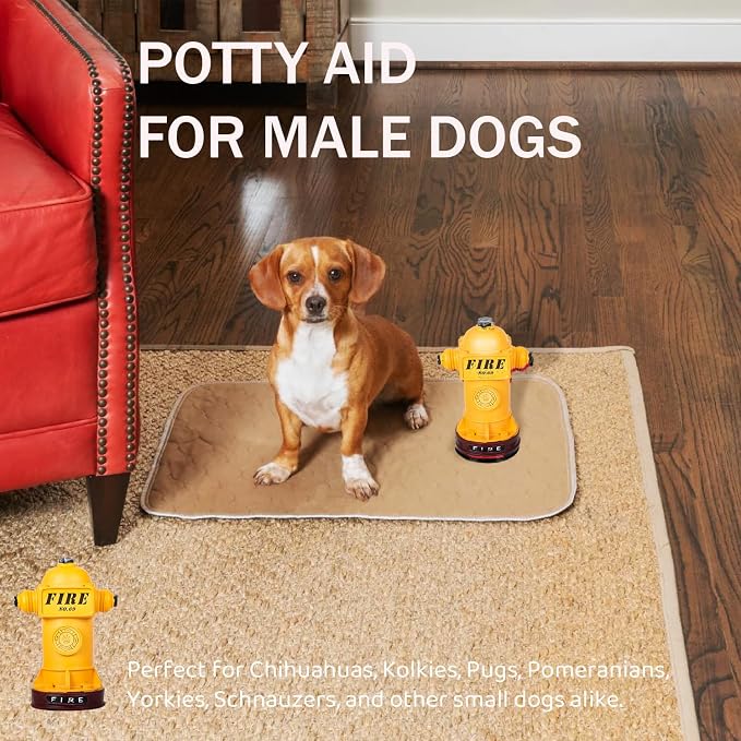 Potty Training Dog Fire Hydrant, NPBIYOYG 4.3" W x 9.4" H Small Fire Hydrant for Puppy to Pee On, Retro Resin Pee Post for Male Dog, Potty Training Tool for Indoor&Apartment, Yellow