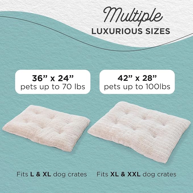 Best Friends by Sheri Comfy Crate Sleeper Mat – Plush Low-Pile Dog Bed, 42" x 28", XL & XXL Crates, Up to 100 lb Dogs, Machine Washable, Herringbone Pattern, Oyster