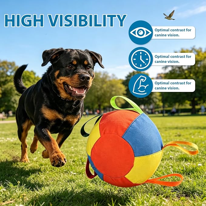 ZRW Calming Jumbo Ball for Dogs,Herding Ball for Dogs,Durable Tear-Resistant Inflatable Big Ball,Resistant Inflatable Big Ball with Handle Cover & Pump for Play & Exercise Dogs-(9.84in)
