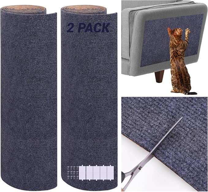 2 Pack Cat Scratch Furniture Protector Trimmable DIY Climbing Scratching for Indoor Couch Protector from Cat Claws, Walls and Tower Replacement (Grey, 15.7’‘ x 78.7'')
