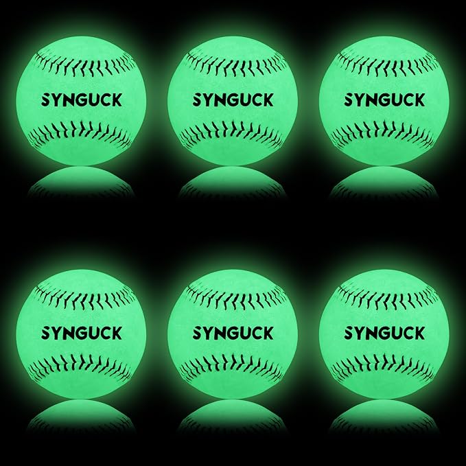 SYNGUCK 1/6 Pack Glow in The Dark Baseballs – Light Up Baseball Official Size | Glow Balls for Night Games, Practice, Gifts for Kids,Boys, Girls & Fans