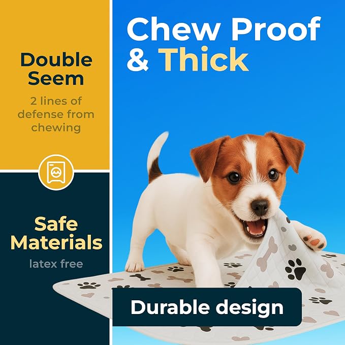 GREEN LIFESTYLE Washable Pee Pads for Dogs - Waterproof Reusable Puppy Pads with Anti-Slip Backing, Pet Training Pad for Puppy Playpen, Crate, Whelping Box, Potty Training (Pack of 2 - 34x36)