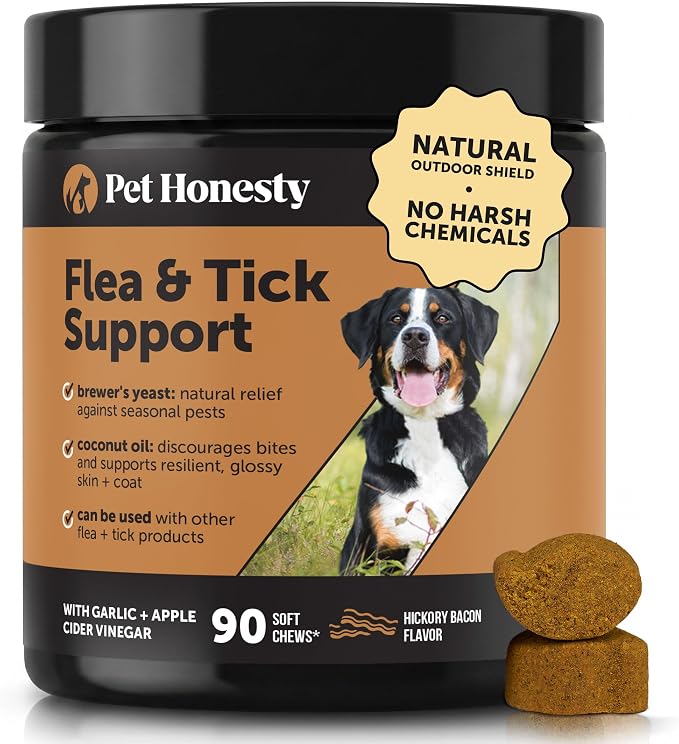 Outdoor Defense Natural Flea and Tick Prevention for Dogs Supplement - Dog Chews to Deter Seasonal Pests with Garlic, Apple Cider Vinegar, Coconut Oil and Brewer's Yeast (Hickory Bacon, 90 Ct)