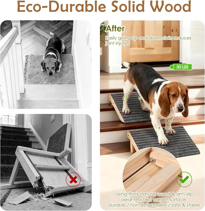3-in-1 Dog Ramp for Stairs, Foldable Dog Stairs for Senior Dogs | 4.2"H, 3 Pack, Dog Steps & Calf Stretcher & Footrest, Gentle on Hips & Joints for Medium Dogs, Anti-Slip & Portable