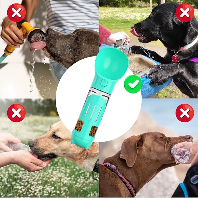 Portable Dog Water Bottle Set – Travel Water & Food Dispenser with Waste Bag Holder & Scooper – Foldable Dog Bowl for Outdoor Adventures – LIVINGHOME