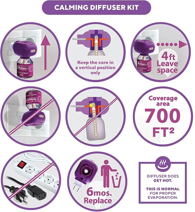 Calming Cat Diffuser Refill & Anti Anxiety Pet Products - Feline Calm Pheromones & Cats Comfort - Stress Relief with New Zone, Fighting with Dogs & Behavior Control (6 Pack (Diffuser not included))