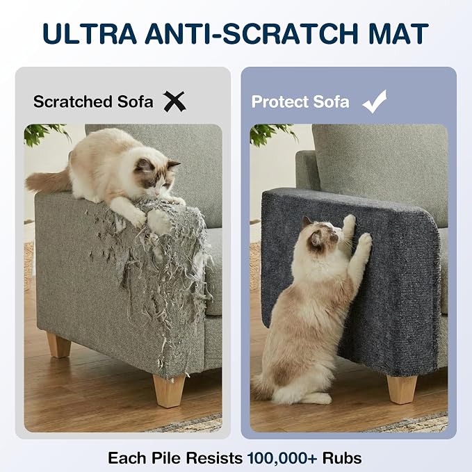 157.5" x 15.8" Cat Scratch Furniture Protector, Self-Adhesive Couch Protector from Cat Claws, Cats Scratching Mat for Couch, Sofa, Wall & Door, DIY Cat Scratch Pads Replacement, 2 Pack-Dark Grey