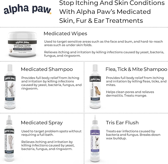 Smiling Paws Pets Comprehensive Pet Care Bundle: Tris Flush Dog & Cat Ear Cleaner Solution with Advanced Cat & Dog Skin Treatment Wipes