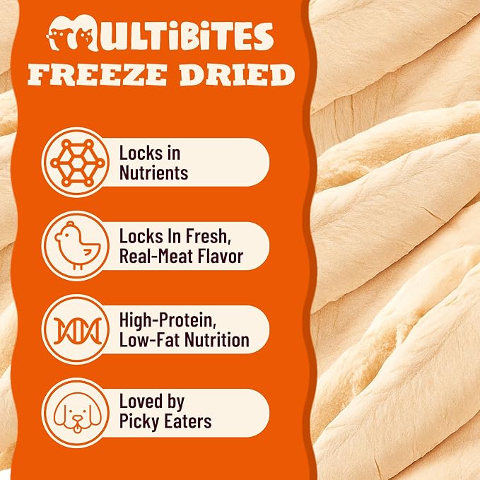 Freeze Dried Chicken Treats for Dogs & Cats, Single Ingredient Raw Meat Thin Sliced Chicken Breast Dog Treat, Grain Free Human Grade&Low Calorie Healthy Dogs Training&Reward Snacks, 6.7oz