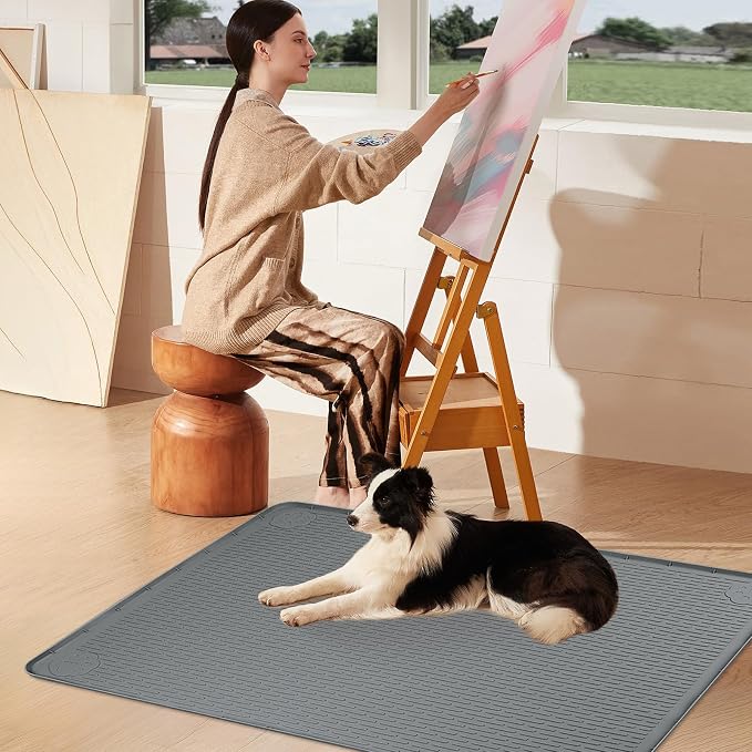 Pee Pads for Dogs, 70" x 45" Extra Large Reusable Silicone Mat, Washable Puppy Training Pads for Potty Training, Non-Slip, Leak-Proof, Indoor Floor Protection (Dark Grey)
